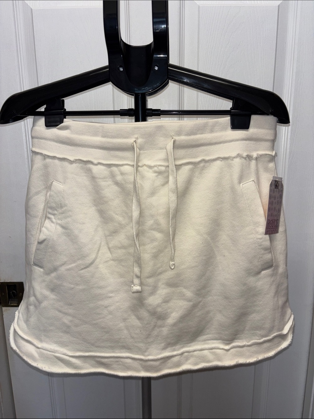 Royce Cream Drawstring Comfy Sweat Skort Medium New
